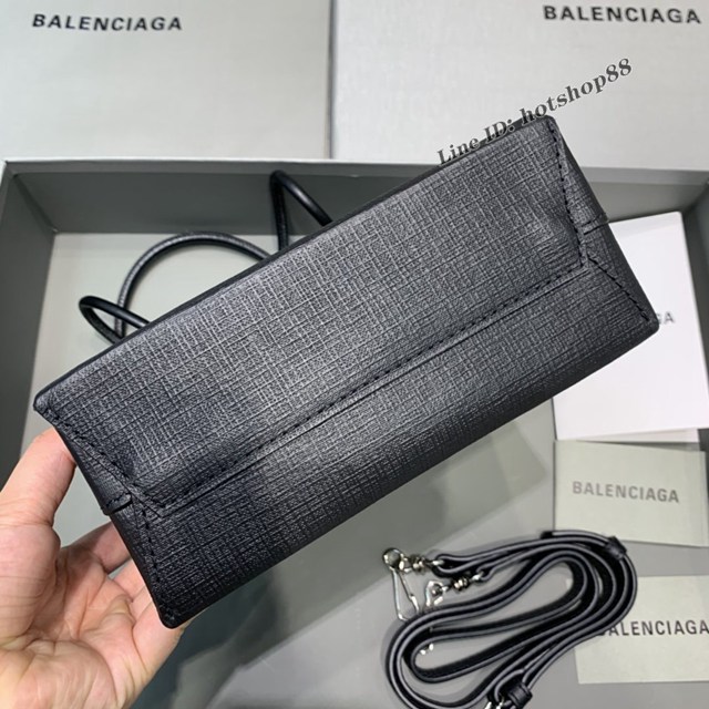 Balenciaga專櫃爆款小牛皮手提托特包 巴黎世家牙籤紋黑色小號方形購物包 fyj1682